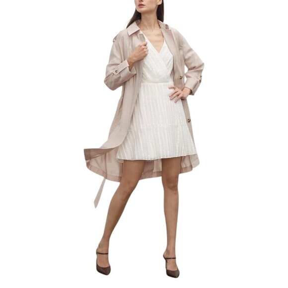 Club Monaco White Stiped Long Sleeve Mini Dress Sz 4 - Picture 3 of 12